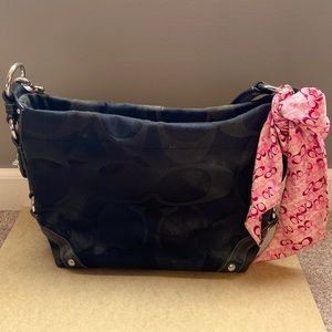 GUC Authentic Coach bag with pink silk Coach scarf